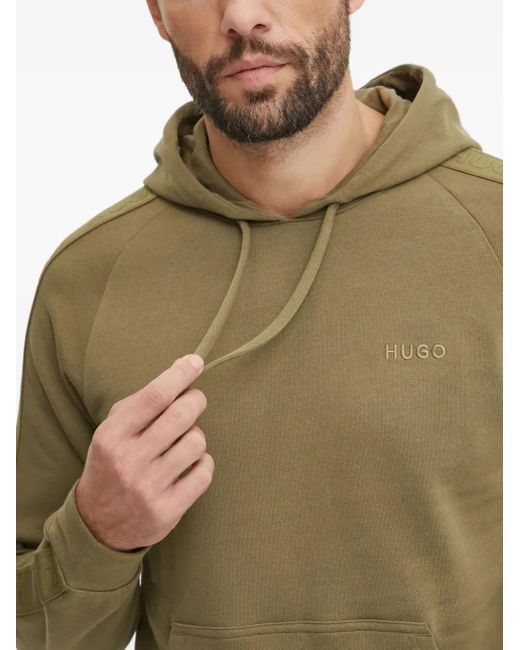 HUGO Green Logo-Embroidered Hoodie for men