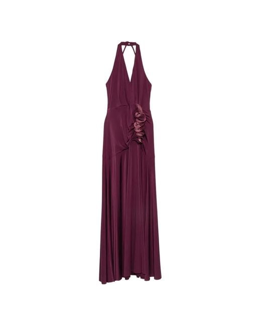 LE_RJTANGE® Purple Ruffled-Detail Maxi Dress