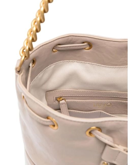 Liu Jo White Drawstring Chain-Strap Shoulder Bag