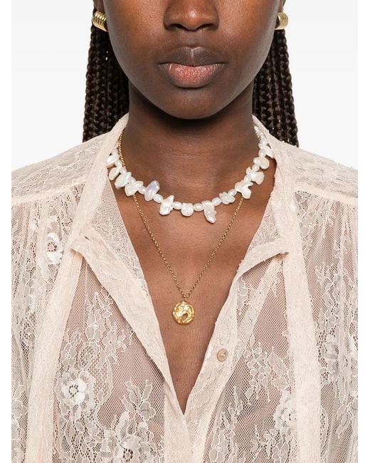 Forte_forte White Lace-Embroidered Sequin-Embellished Blouse