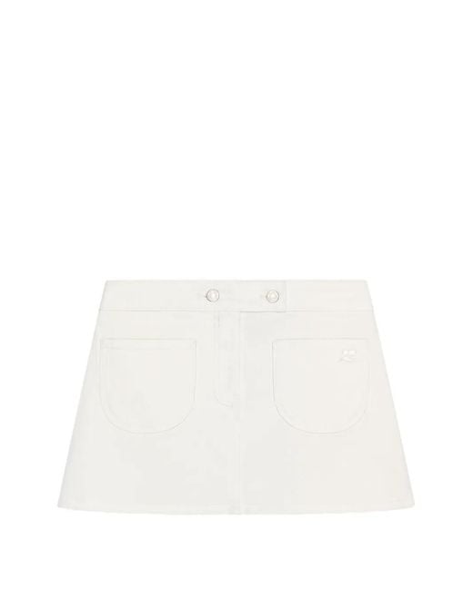 Courreges White Two-Pocket Denim Mini Skirt