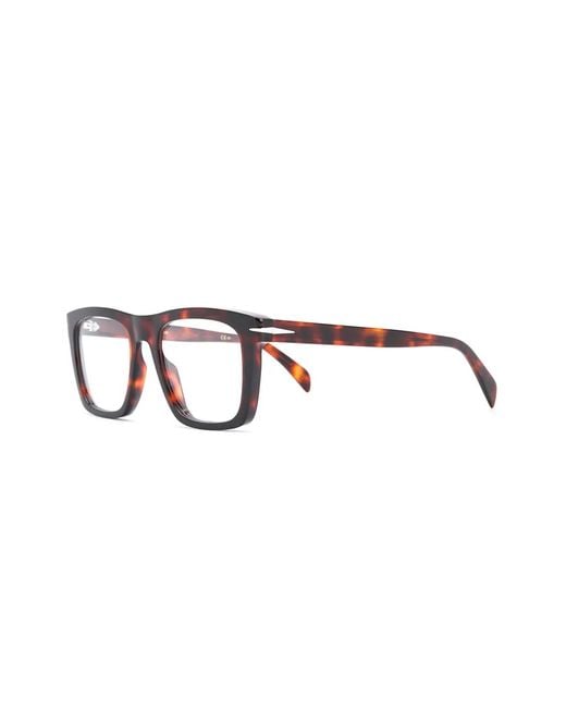 David Beckham Brown Rectangular Frame Tortoise-Shell Glasses