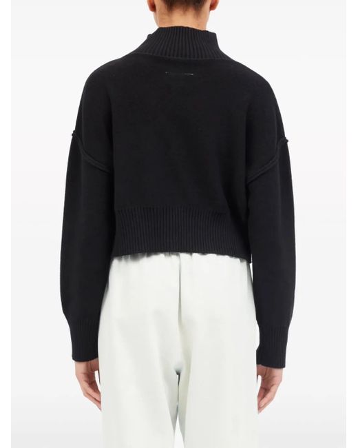 MM6 by Maison Margiela Black High-Neck Cut-Out Jumper