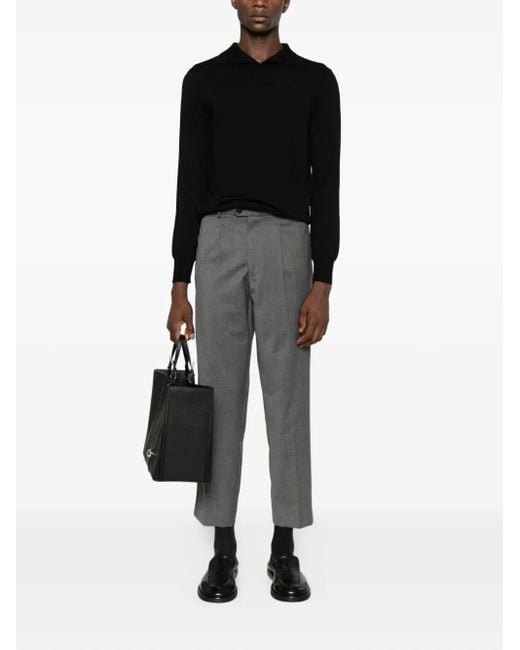 Amaranto Gray Pleated-Front Trousers for men