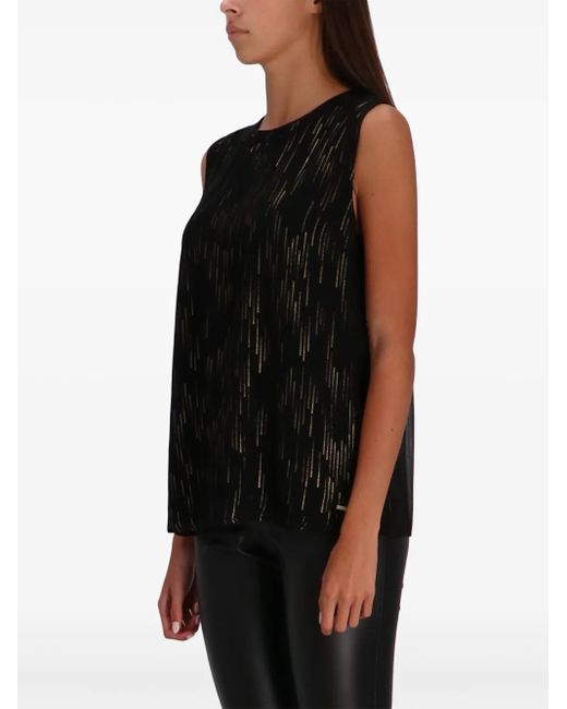 ARMANI EXCHANGE Black Metallic-Threading Top