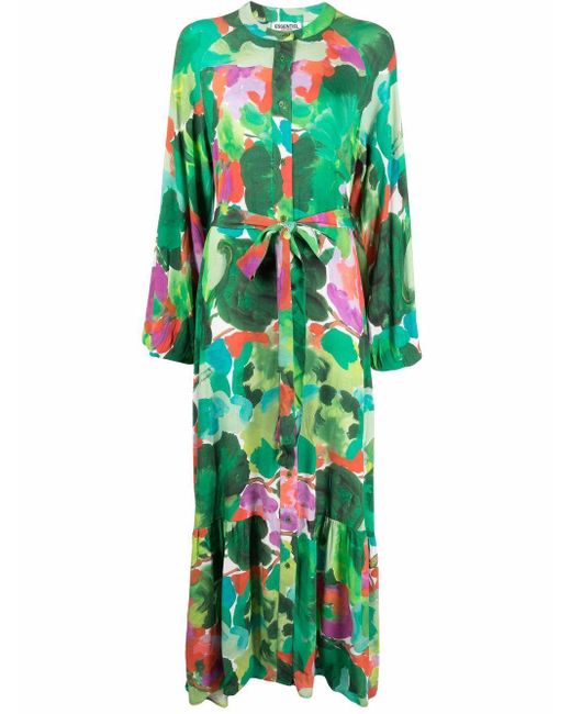 Essentiel Antwerp Maxi-jurk Met Bloemenprint in het Green