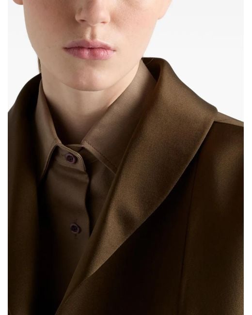 Prada Brown Single-Breasted Double Satin Coat