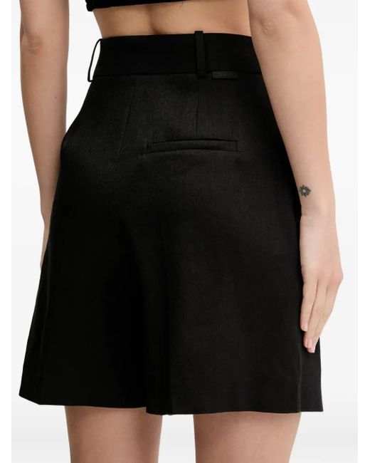 HUGO Black Pleat-Detail High-Waisted Shorts