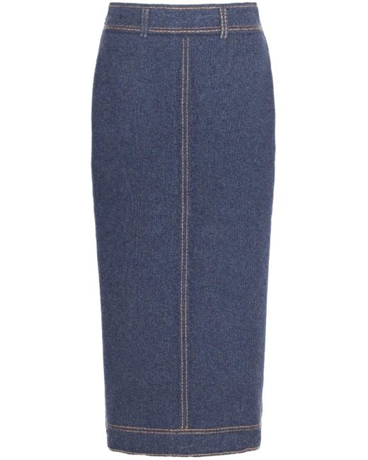 Barrie Blue Knitted Midi Skirt