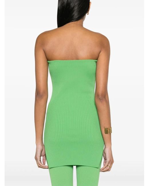 Nanushka Green Brynn Ribbed-Knit Strapless Top