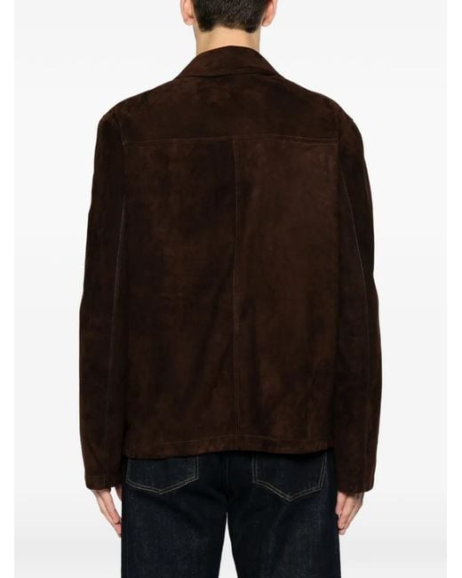 Salvatore Santoro Brown Suede Button-Up Jacket for men