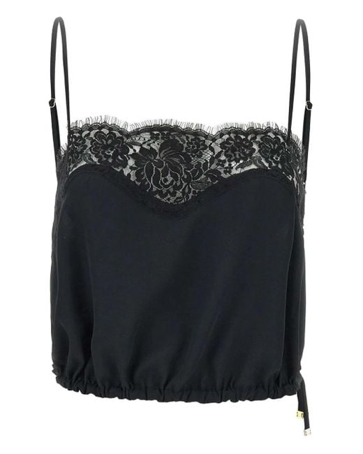 Elisabetta Franchi Black Lace-Detailing Top
