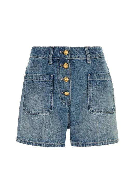 Valentino Garavani Blue Button-Front Denim Shorts