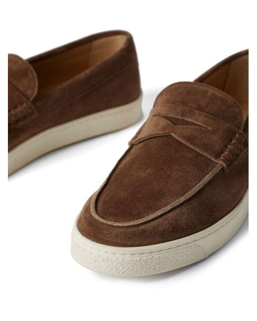 Brunello Cucinelli Brown Contrasting Suede Loafers - Men's - Latex/suede/leather for men