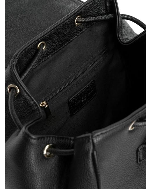 Gaelle Paris Black Buckle-Detail Drawstring Backpack