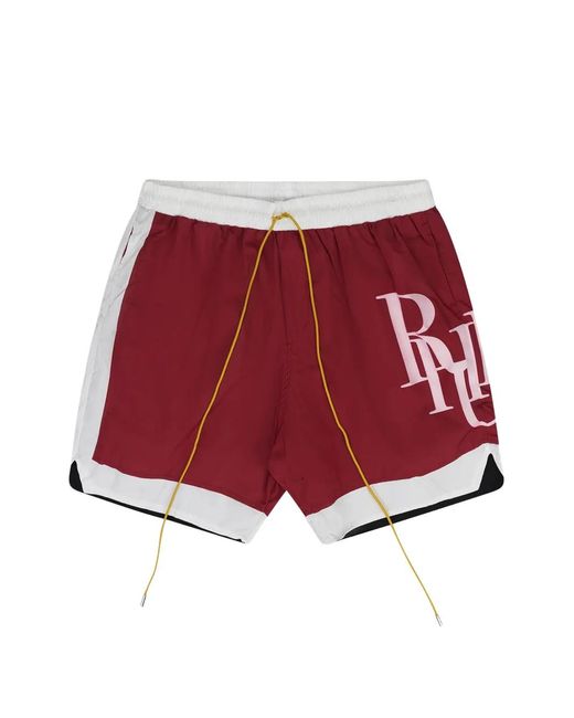 Rhude Red Yacht Logo-Print Swim Shorts for men