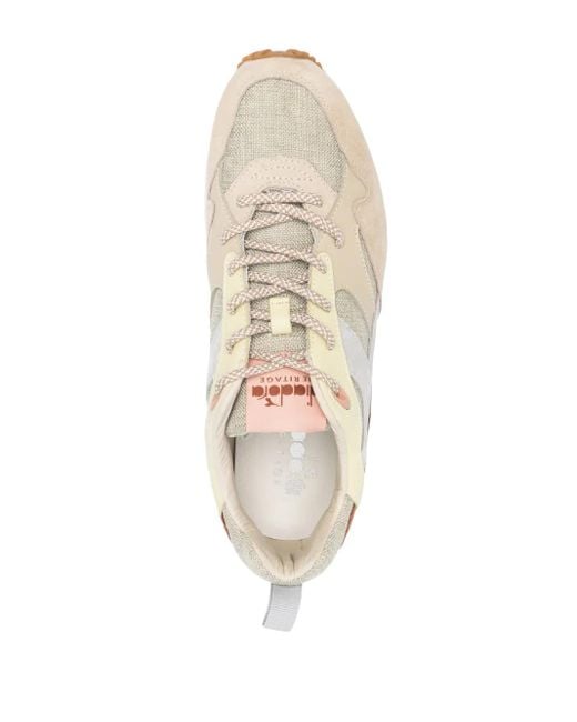 Diadora White Suede Almond-Toe Low-Top Sneakers for men