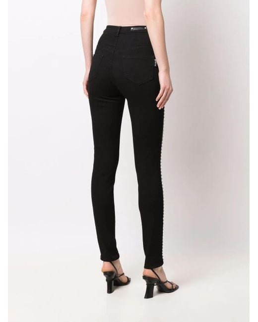 Philipp Plein Black Crystal Super High-Waist Skinny Jeans