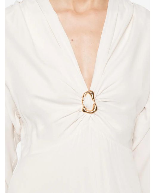 Forte_forte White Hammered-Ring V-Neck Maxi Dress
