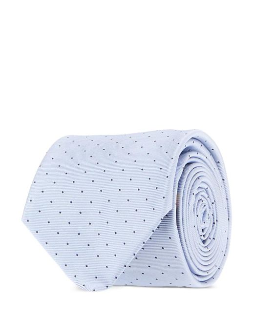 Paul Smith White Polka-Dot Pattern Silk Tie for men