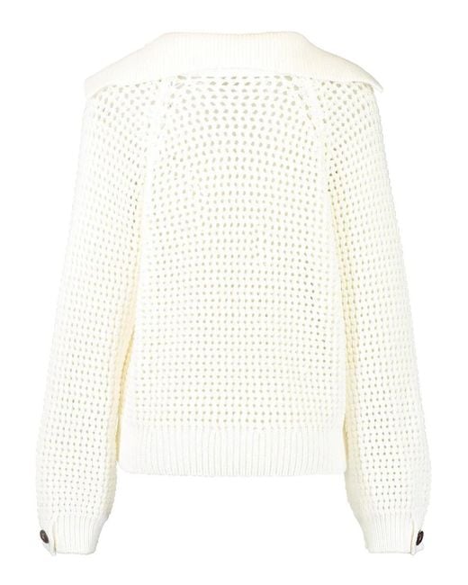 Brunello Cucinelli White Sailor-Collar Sweater
