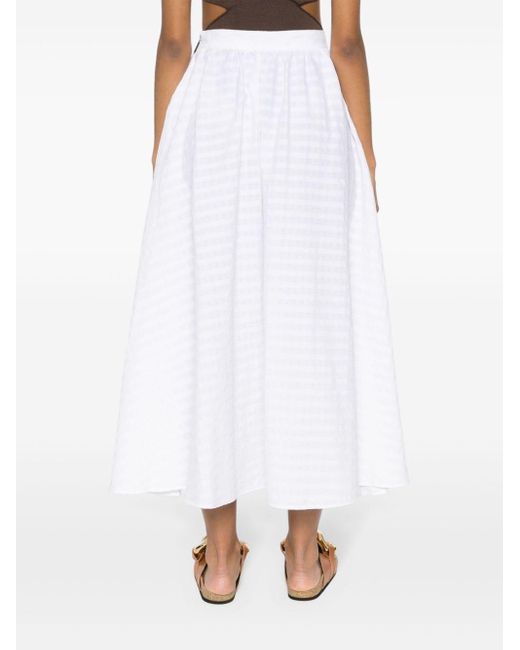 MSGM White Seersucker-embellished Skirt