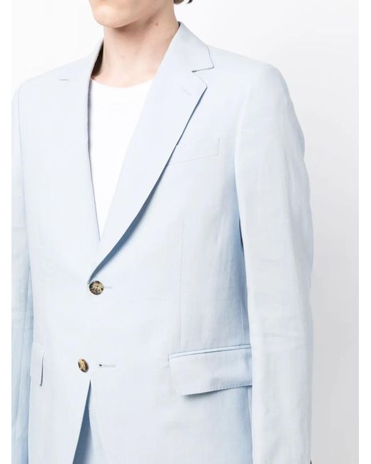 Paul Smith Blue Single-Breasted Linen Suit for men