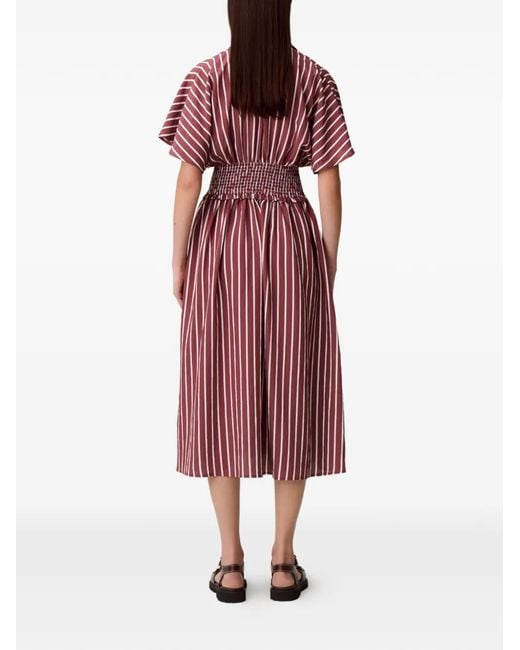 Robe Mi-Longue À Rayures Claudie Pierlot en coloris Red