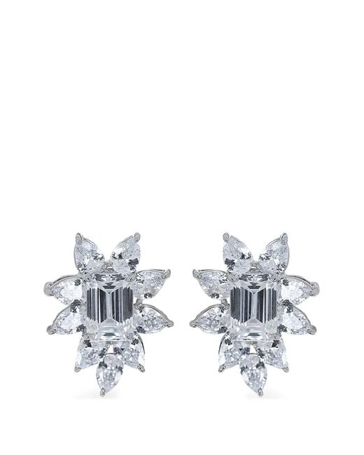 Fantasia by Deserio Women's White Canary Cluster Earrings