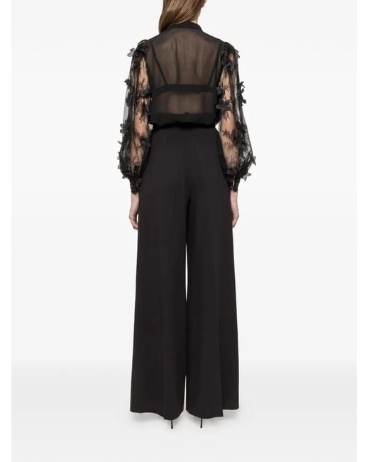 Nissa Black Floral Lace Shirt