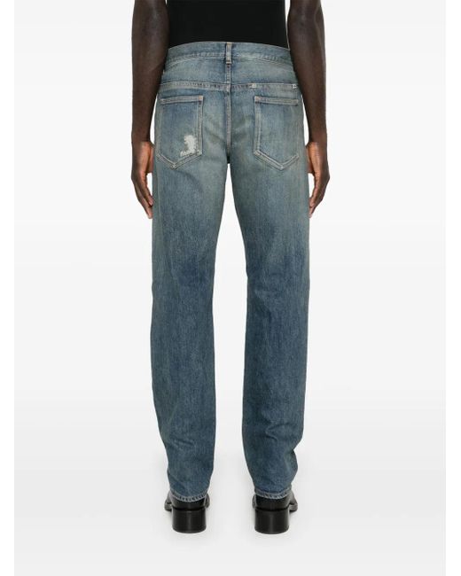 Givenchy Gerade Distressed-Jeans Mit Logo-Schild in Blue für Herren