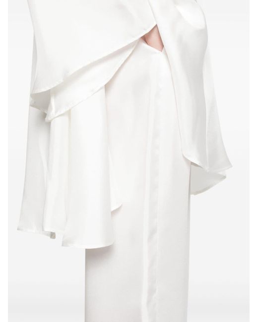 High-waist silk palazzo trousers di Blanca Vita in White