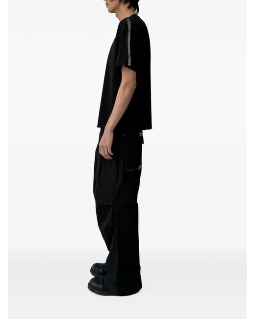 SAN263-1 Black Taped-Pockets Belt Trousers for men