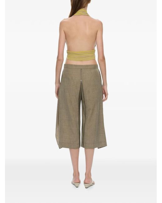 Christopher Esber Yellow Stripe-Pattern Draped Halter Top