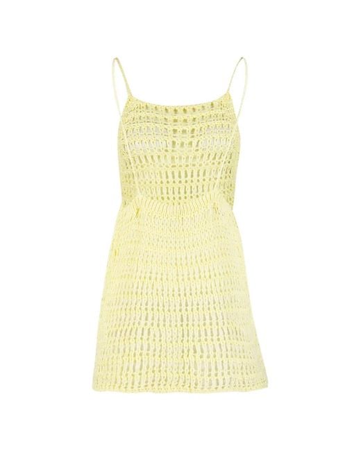 Haight Yellow Pipa Open-Knit A-Line Mini Dress