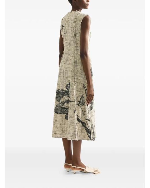 Erdem Natural Robe Mi-Longue Sans Manches À Fleurs