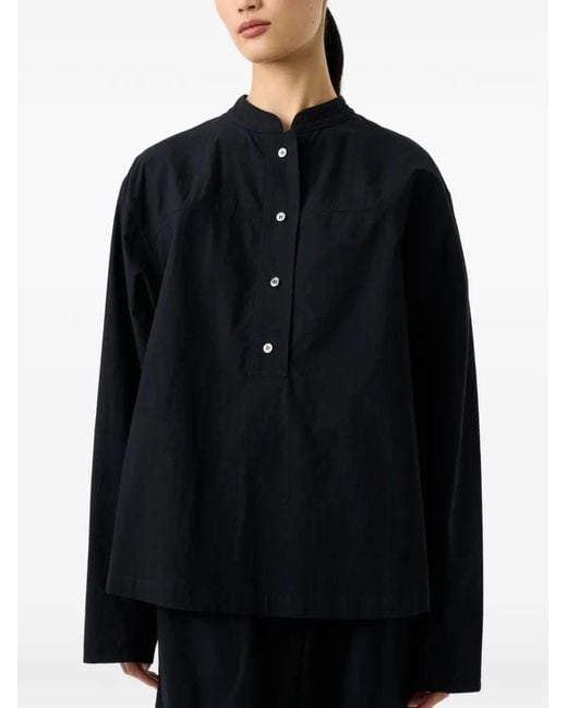 Studio Nicholson Black Vega Half-Button Shirt