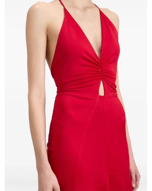 Abito Midi Con Scollo A V di Victoria Beckham in Red