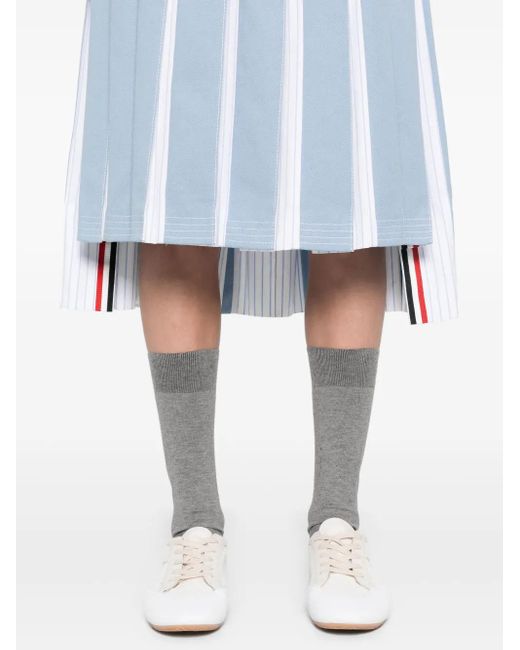 Thom Browne Blue Pleated Denim Midi Skirt