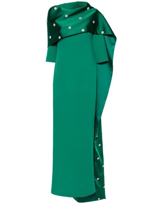 Safiyaa Green Cosette Draped Maxi Dress