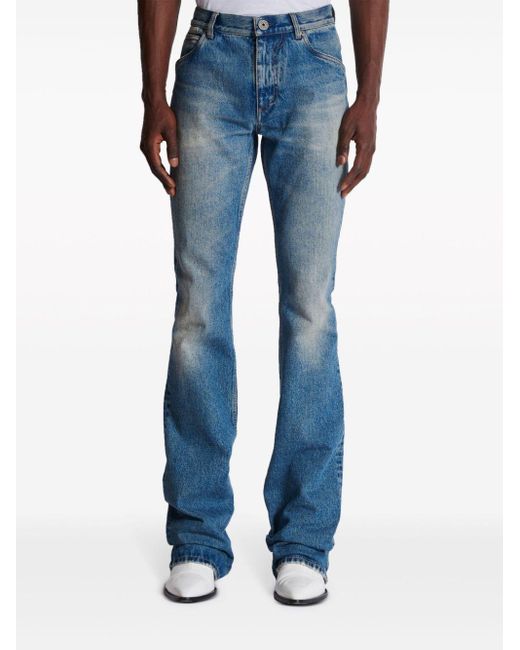 Jeans svasati con ricamo di Balmain in Blue da Uomo