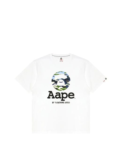 Aape By A Bathing Ape White Camouflage Graphic T-Shirt for men