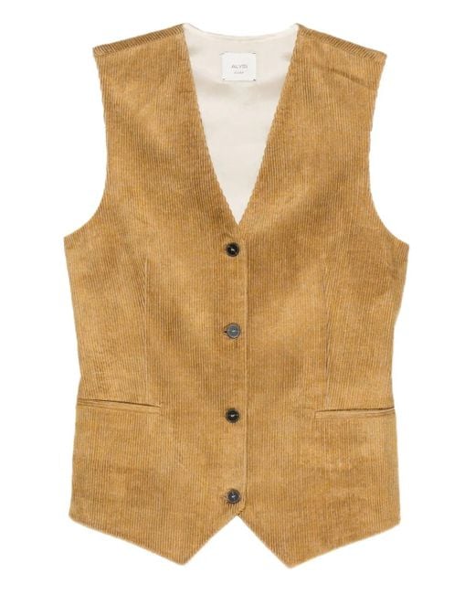 Alysi Natural Corduroy Button-fastening Waistcoat