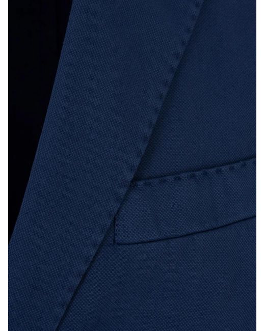 RUSSO CAPRI Blue Oxford Cotton Blazer for men
