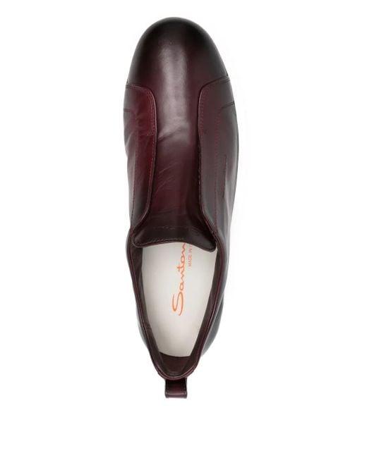 メンズ Santoni レザー スリッポンスニーカー Brown