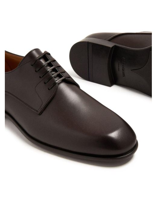 Ferragamo Brown Leather Derby Shoes for men