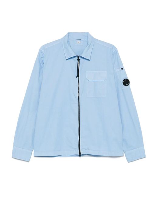 C P Company Blue Lens-Embellished Shirt Jacket for men