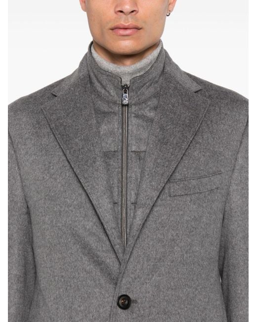 Corneliani Gray Wool Coat for men