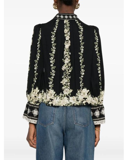 Alice + Olivia Black Hemd mit Blumenmuster