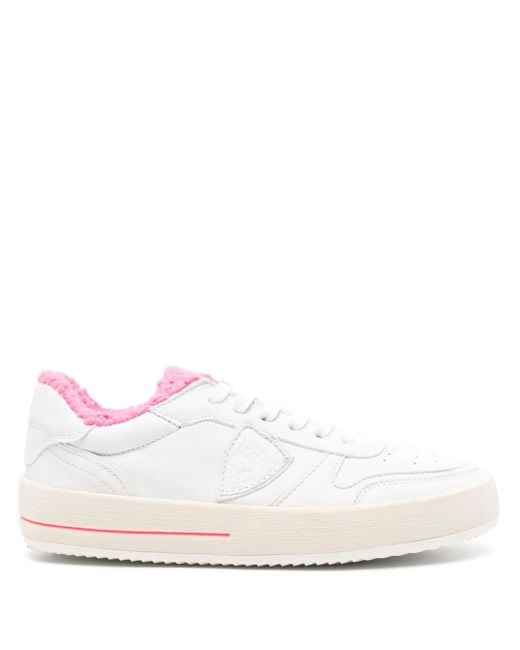 Philippe Model White Leather Panelled Lace-Up Sneakers